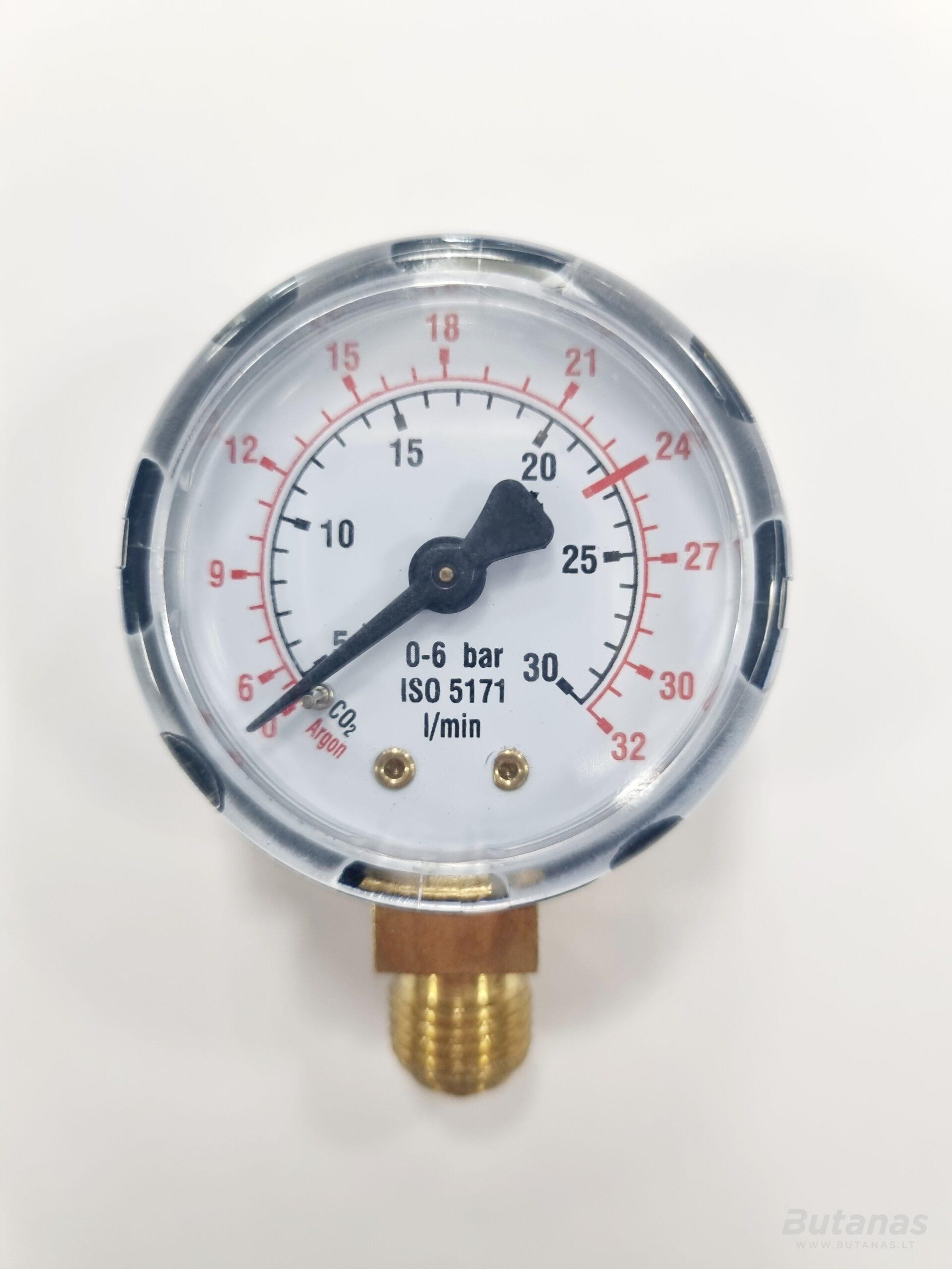 manometras_išėjimo_donmet (2) Manometras 0-30 l/min 1/4 sriegio (Donmet reduktoriui)