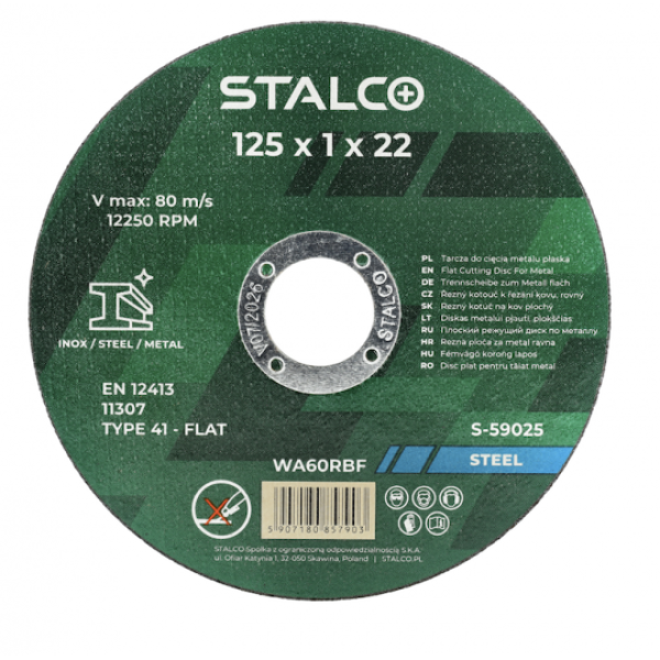 Pjovimo diskelis metalui STALCO 125x1,0mm