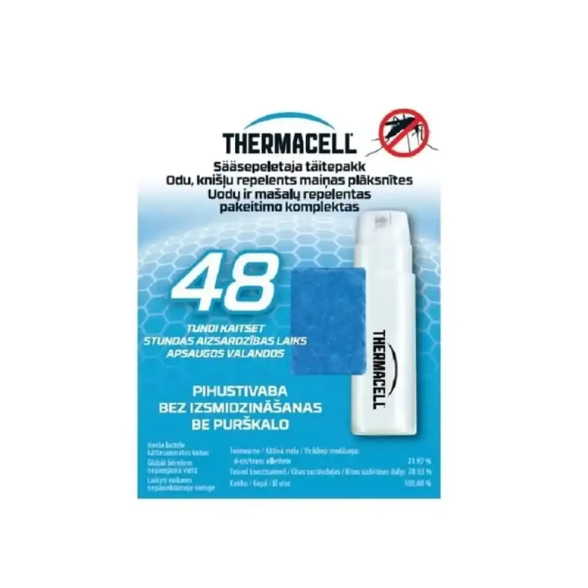 Thermacell pakeitimo komplektas (4 balionėliai, 12 repelento plokštelių)