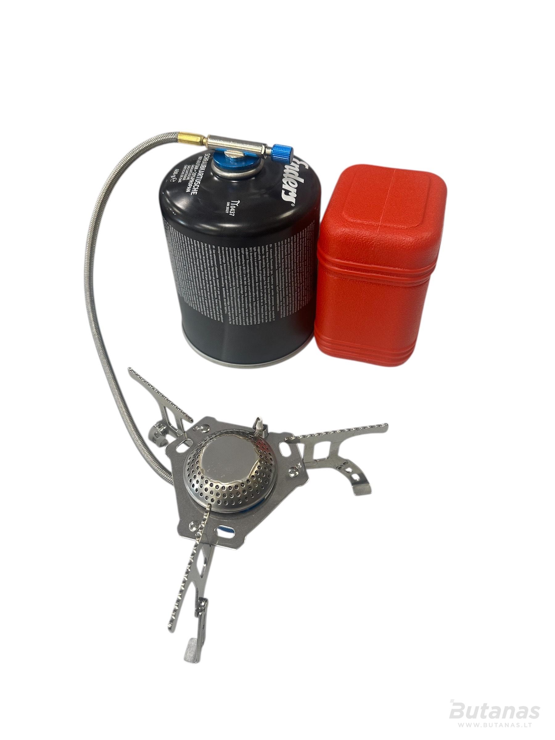 Photoroom_20250509_090822 KOMPELEKTAS: Turistinė viryklė 7/16 su žarnele + balionėlis 450g