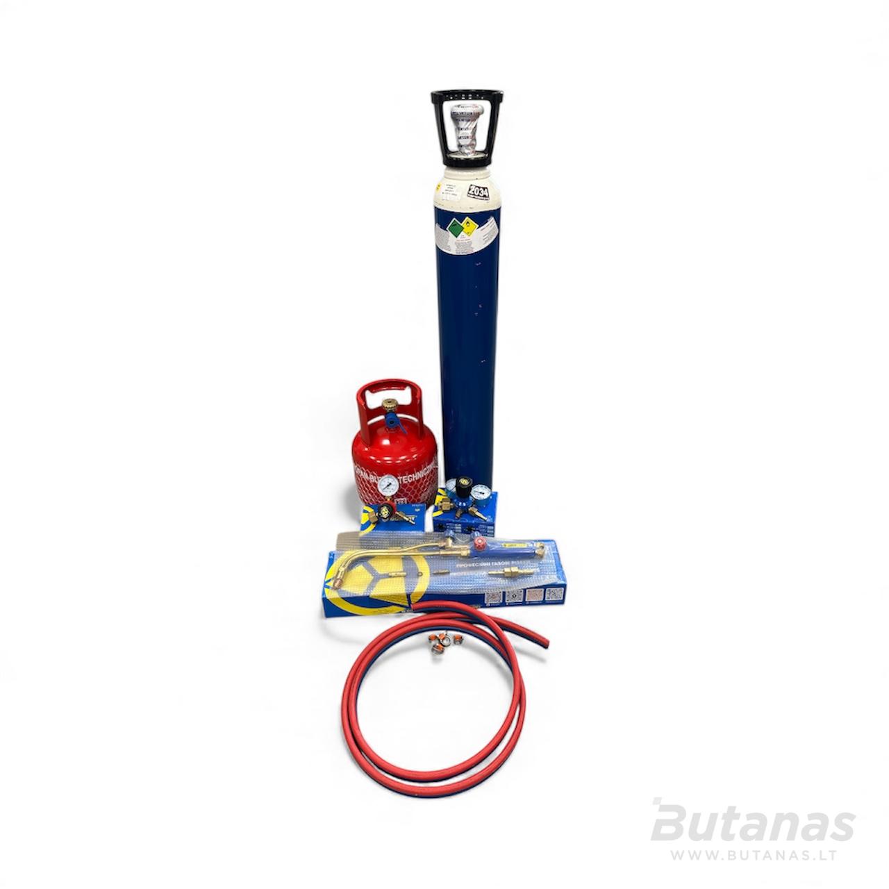 pjoviklio_ir_balionu_komplektas Pjoviklio komplektas su dviguba žarna ir balionais