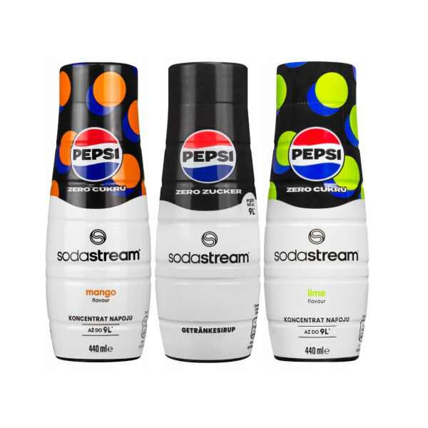 SodaStream PEPSI populiariausi skoniai sirupai 3x 440ml